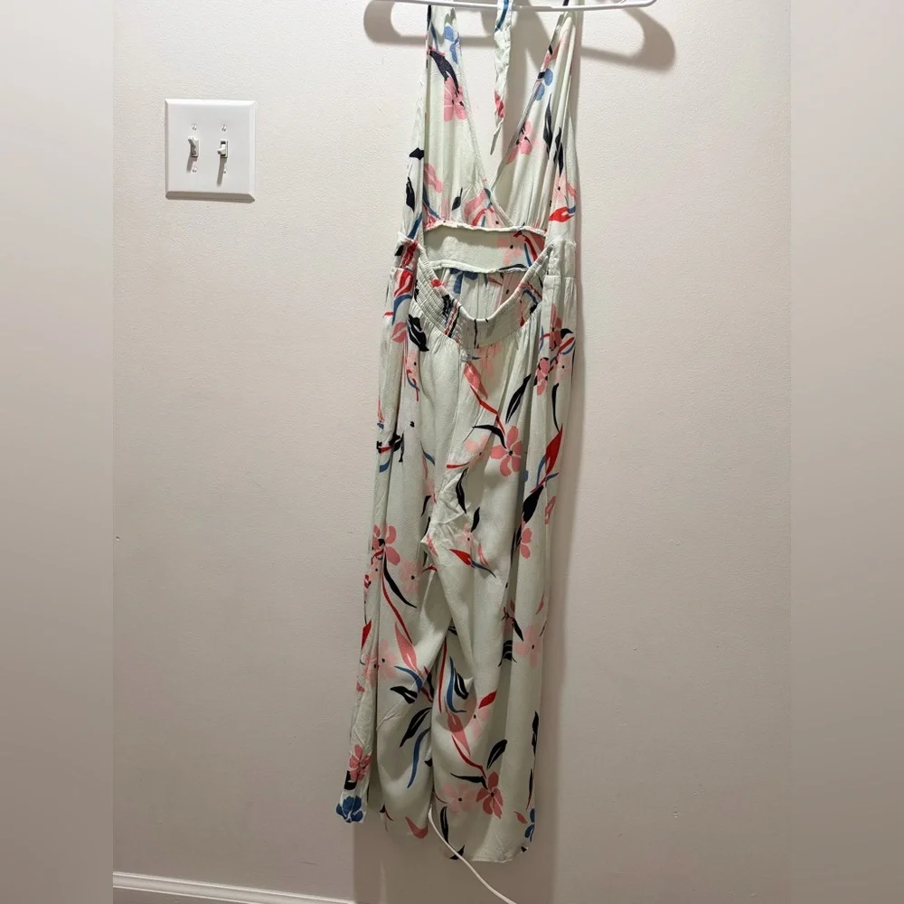 Floral Halter Maxi Dress in Mint with Pink & Blue Accents - Picture 6 of 7